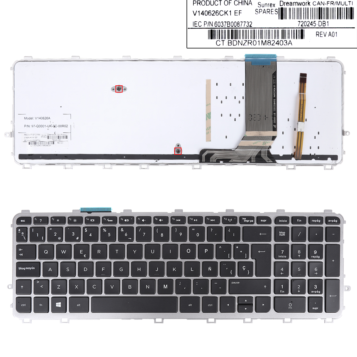 Picture of New Replacement Laptop Keyboard For HP ENVY 15-j Series Gray FRAME BLACK( Blacklit , For Win8) SP Layout